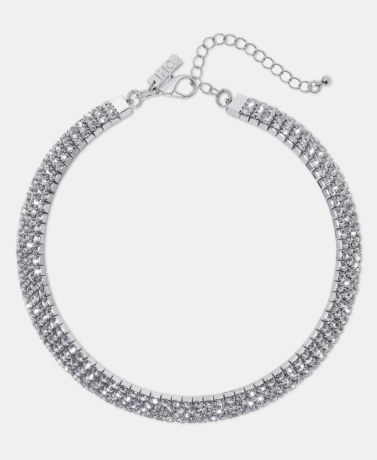 Inc International Concepts Crystal Multirow Flex Necklace, Macy's Exclusive In Metallic