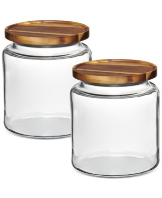 Anchor Hocking - 2-Pc. Montana Glass Jar Set With Acacia Lid