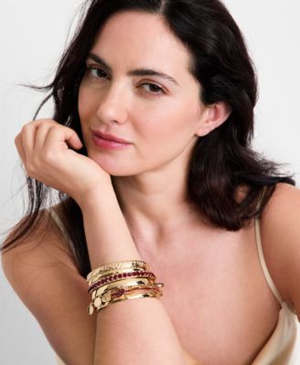 Gold-Tone 6-Pc. Set Crystal Bangle Bracelets, Exclusively at Macy's
