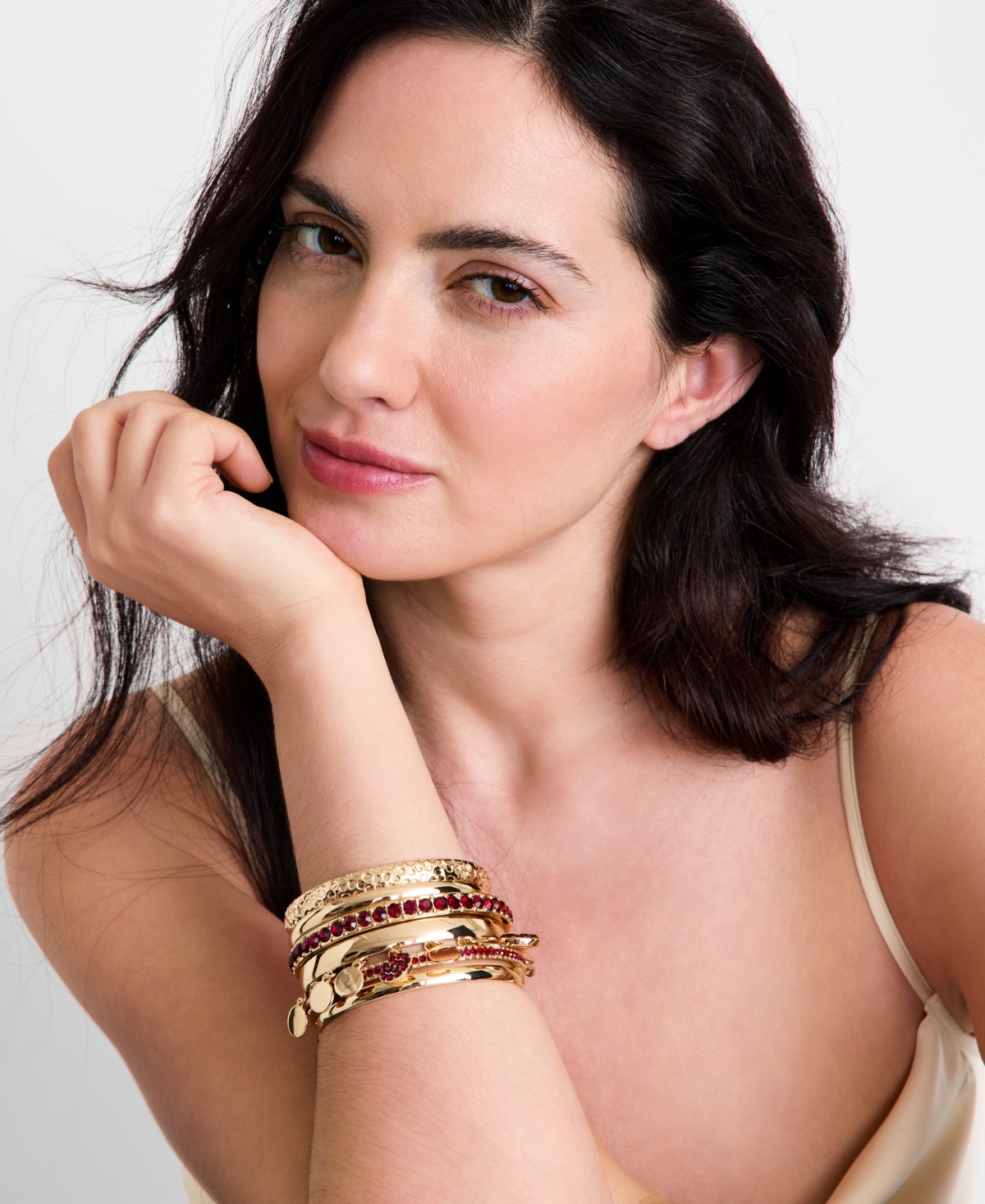 Inc International Concepts Gold-tone 7-pc. Set Crystal Bangle Bracelets, Exclusively At Macy's In Gold