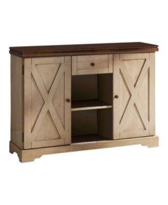 Wood Buffet Cabinet Console Table (Antique White/Walnut)