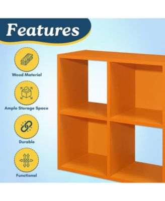 4-Cube Children's Bookcase, Kids Toy Storage Shelf Organizer for Playroom, Bedroom, Nursery School