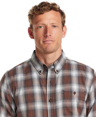 Men's Long Sleeve Button-Down Burnout Plaid Flannel Shirt