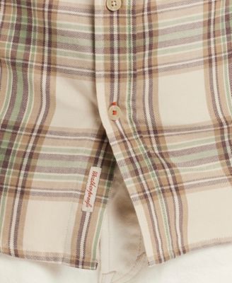 Men's Long Sleeve Button-Down Burnout Plaid Flannel Shirt