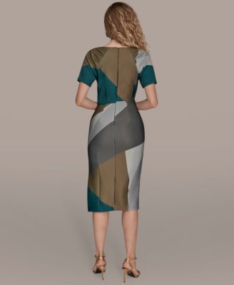 Petite Sheath Boatneck Midi Dress