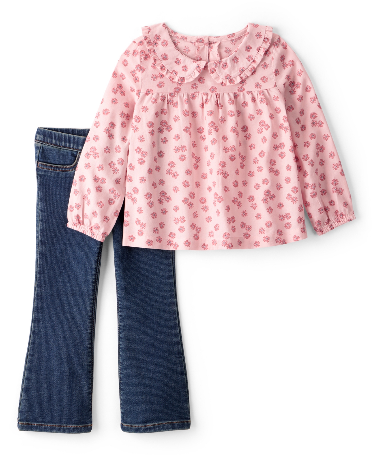 Carter's Toddler Girls Floral Top And Denim Pants, 2-piece Set In Multi