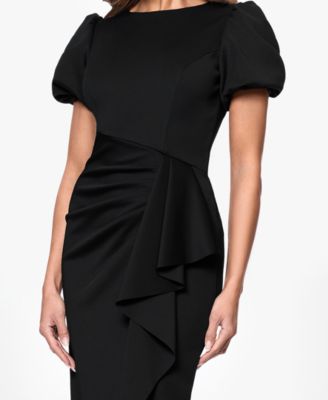 Women's Draped Puff-Sleeve Sheath Dress
