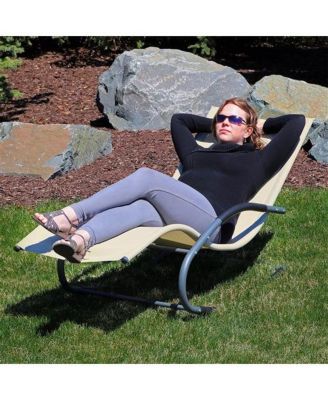 Set of 2 Patio Rocking Chaise Loungers with Cushioned Pillows for Relaxing