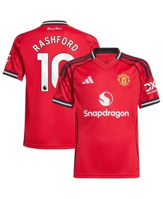 adidas - Big Boys and Girls Marcus Rashford Red Manchester United Home 2025/26 Replica Player Jersey