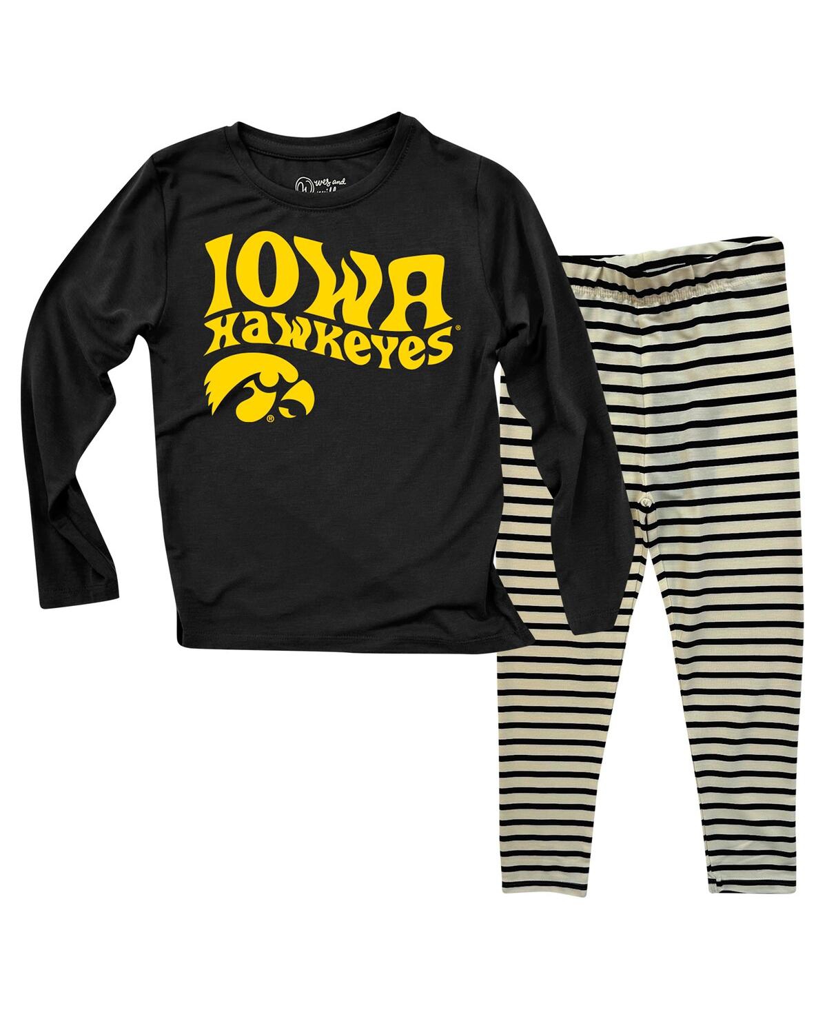 Wes & Willy Baby Boys And Girls Michigan Wolverines Long Sleeve Top And Striped Tri-blend Leggings Set In Black