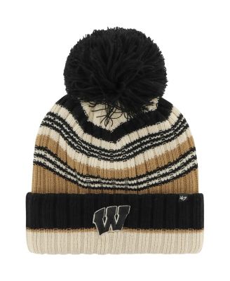 '47 Brand - Women's Khaki Wisconsin Badgers Barista Cuffed Knit with Pom Hat