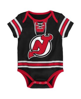 Baby Boys and Girls Black New Jersey Devils Hockey Jersey Bodysuit