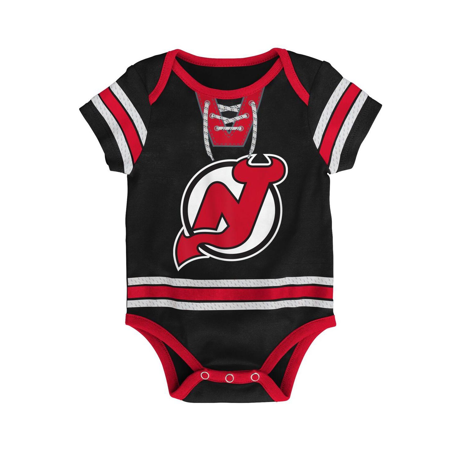 Baby Boys and Girls Black New Jersey Devils Hockey Jersey Bodysuit