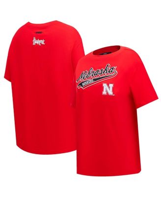 Pro Standard - Women's Scarlet Nebraska Huskers Script Tail Oversized Boyfriend T-shirt