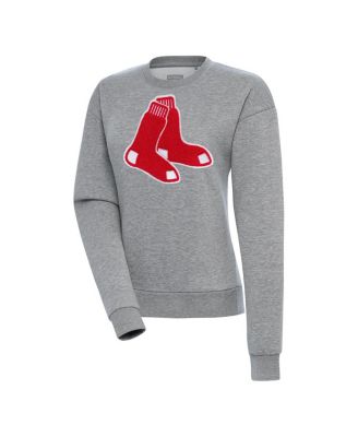 Antigua - Women's Heather Gray Boston Red Sox Victory Chenille Pullover Sweatshirt