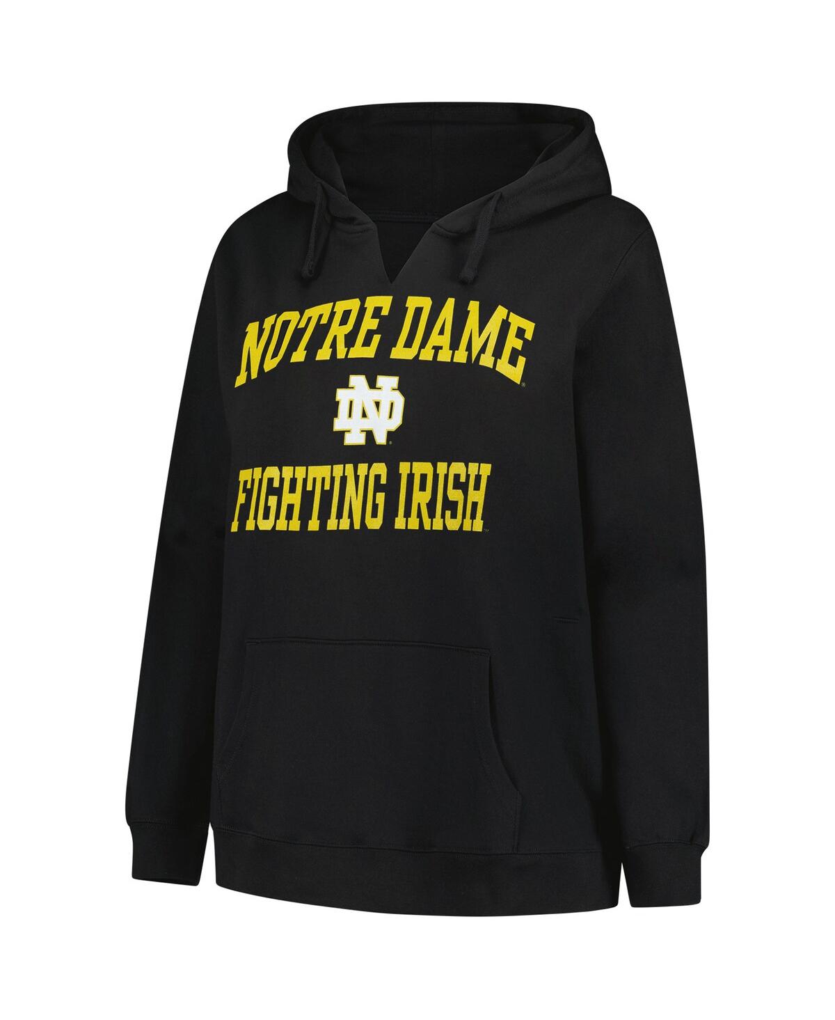 Champion Women's Black Notre Dame Fighting Irish Plus Size Heart Soul Notch Neck Pullover Top In Black