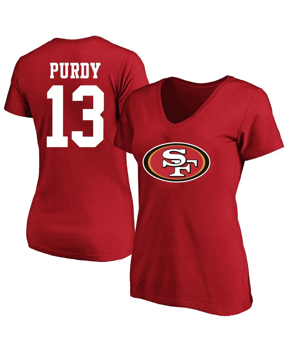 Fanatics Women's Brock Purdy Scarlet San Francisco 49ers Plus Size Fair Catch Name Number Scoop Neck T-shirt In Red