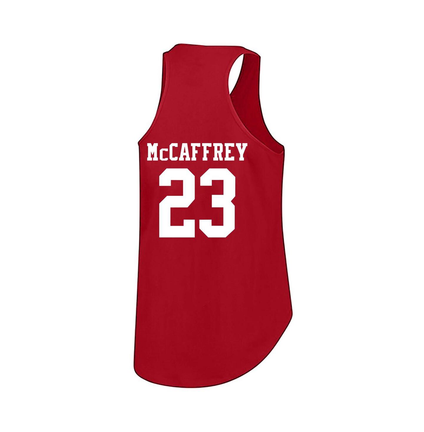 Женский топ Fanatics Christian McCaffrey Scarlet San Francisco 49ers Plus Size Name & Number — фото 3