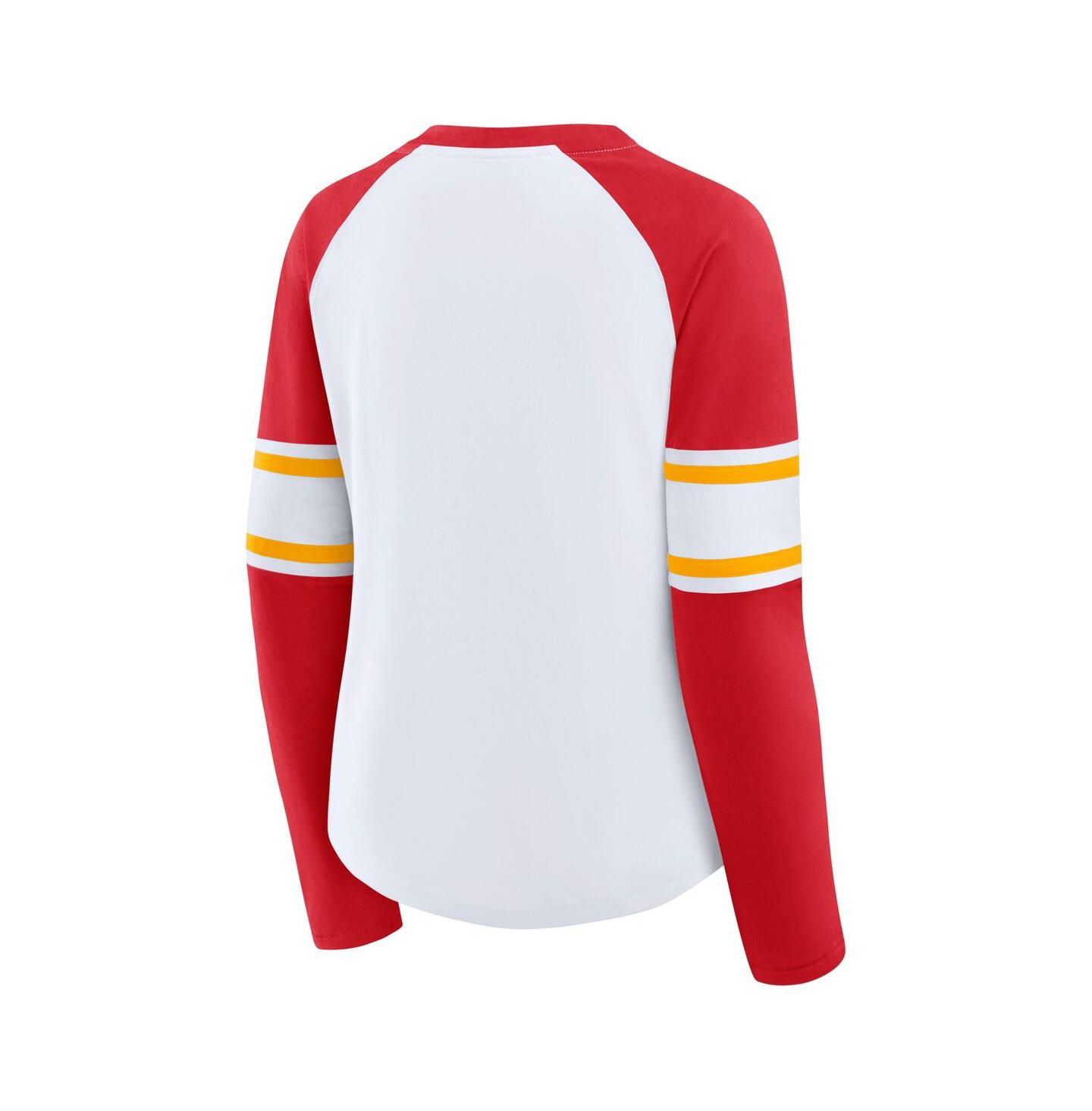 Женская футболка Fanatics White Kansas City Chiefs Plus Size Redzone Lace Up Long Sleeve — фото 3