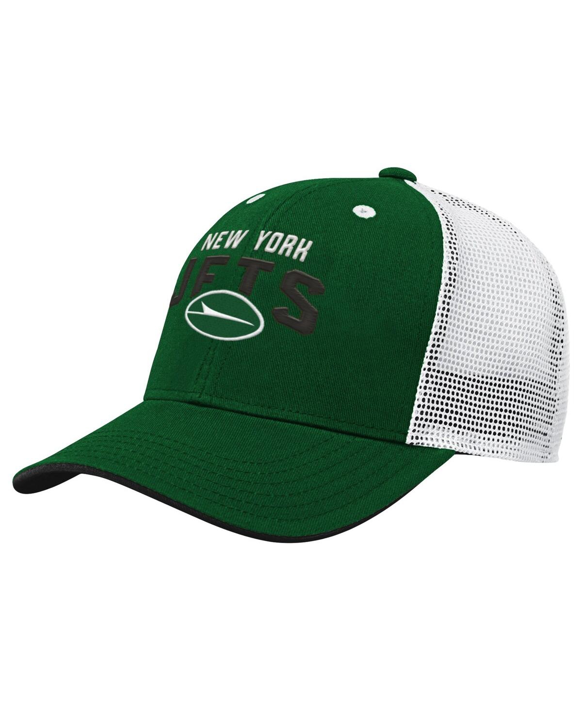 Outerstuff Big Boys And Girls Green New York Jets Core Lockup Trucker Adjustable Hat In Green