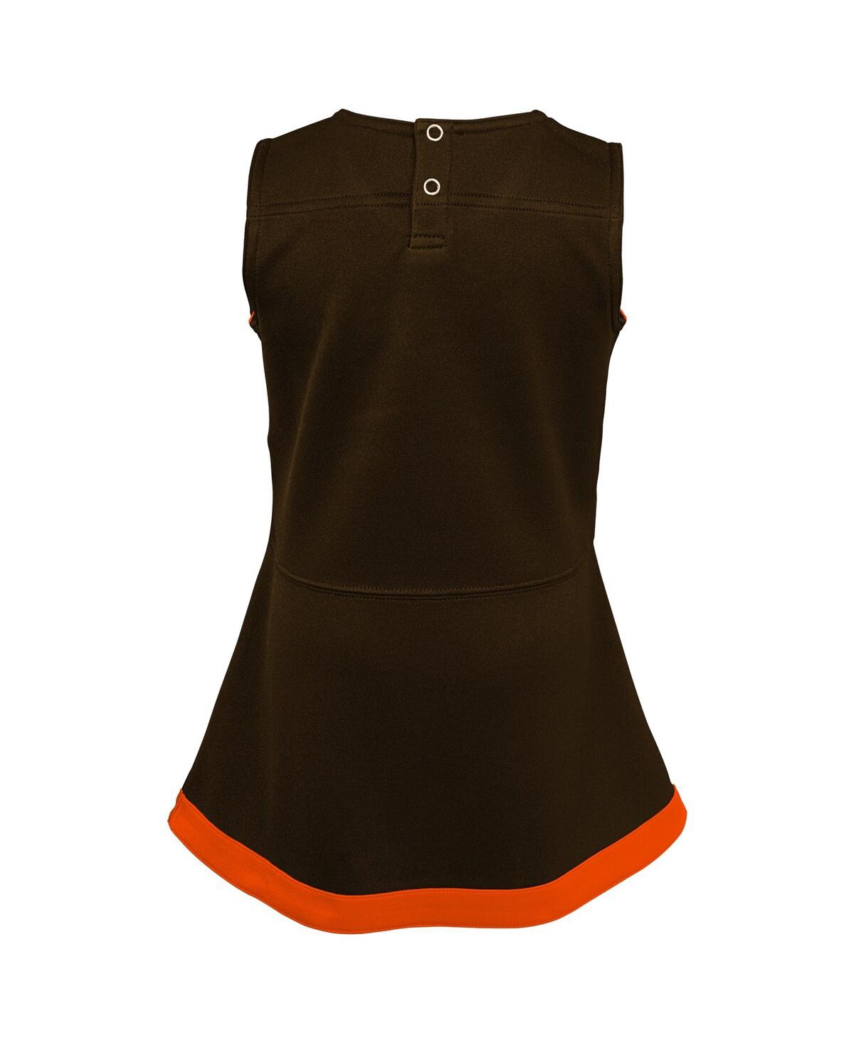 Outerstuff Girls Preschool 2-piece Brown Cleveland Browns Cheer Captain Jumper Dress With Bloomers Set In Brown