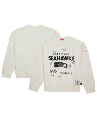 Mitchell & Ness - Women's Cream Seattle Seahawks Throwback Logo 3.0 Pullover Sweatshirt