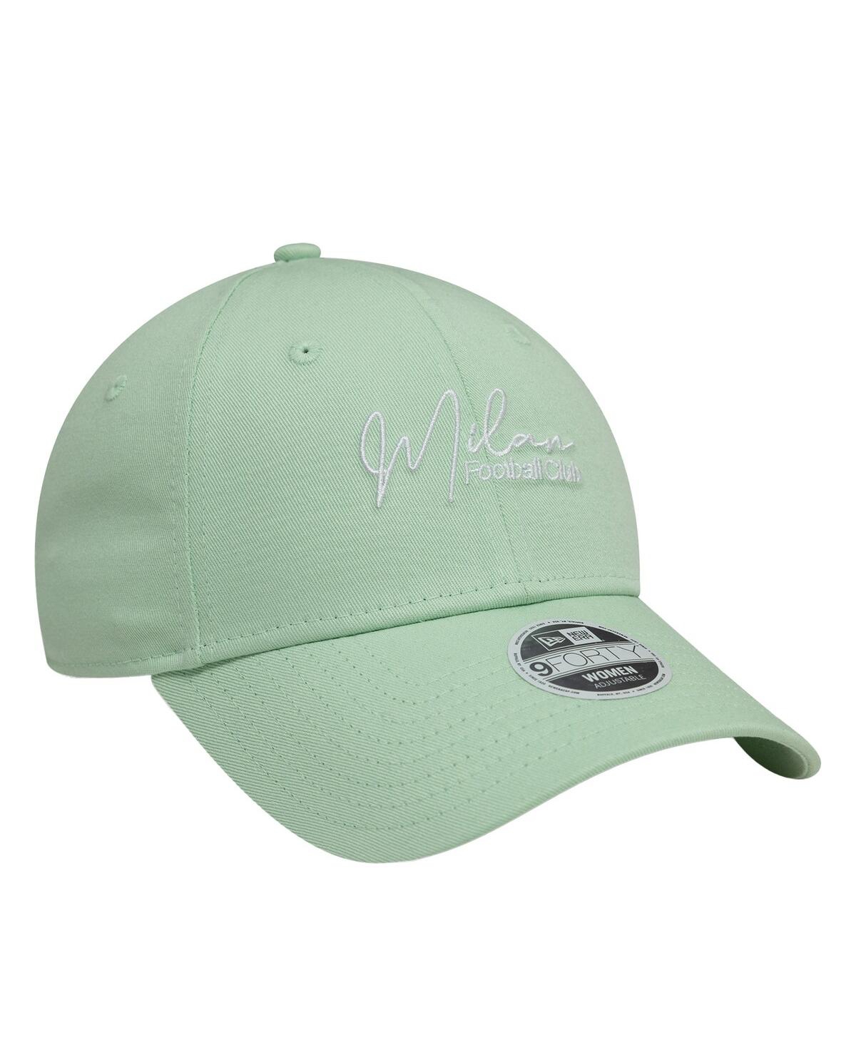 New Era Women's Light Green Ac Milan Script 9forty Adjustable Hat In Green