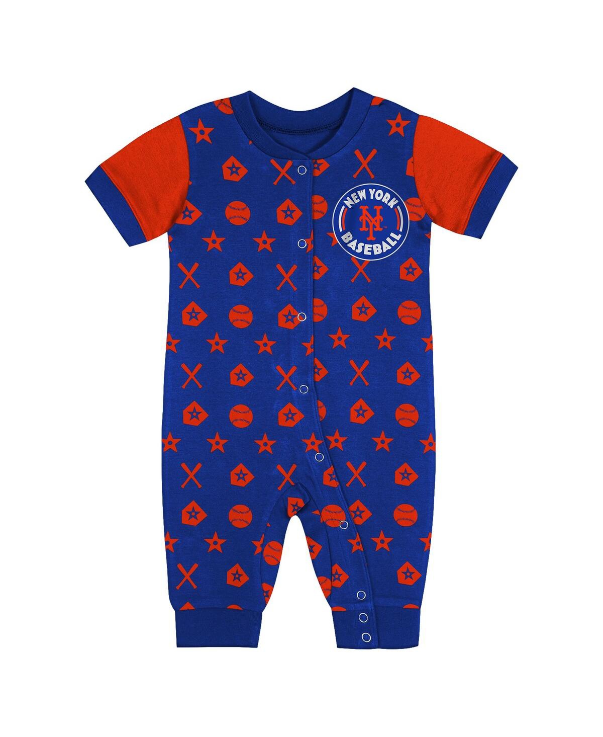 Outerstuff Newborn Royal New York Mets Hard 90 Coveralls In Blue