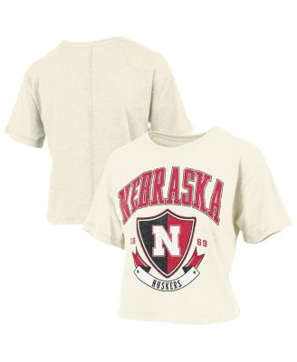 Women's Cream Nebraska Huskers Buckler Vintage Cropped T-Shirt
