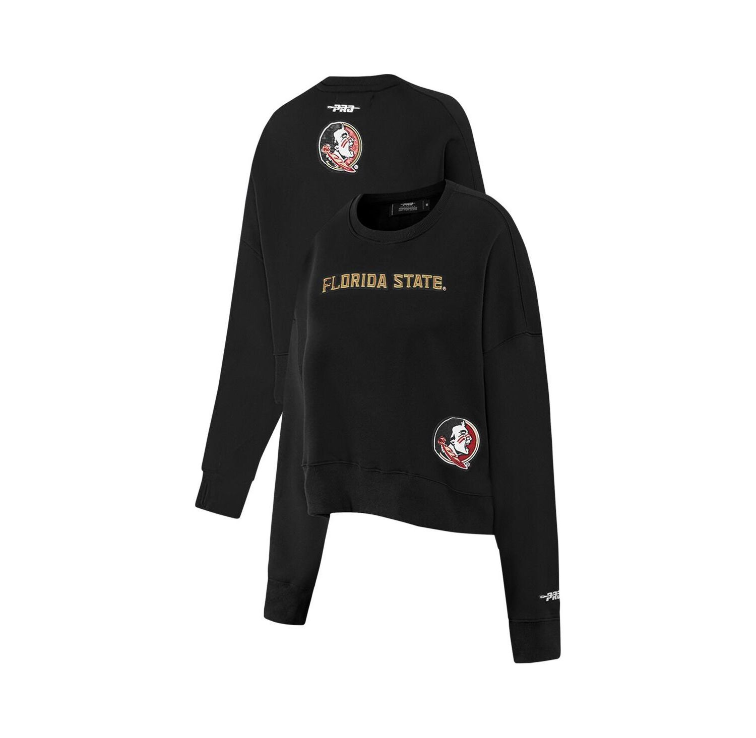 Women's Black Florida State Seminoles Sequin Boxy Cropped Pullover Sweatshirt