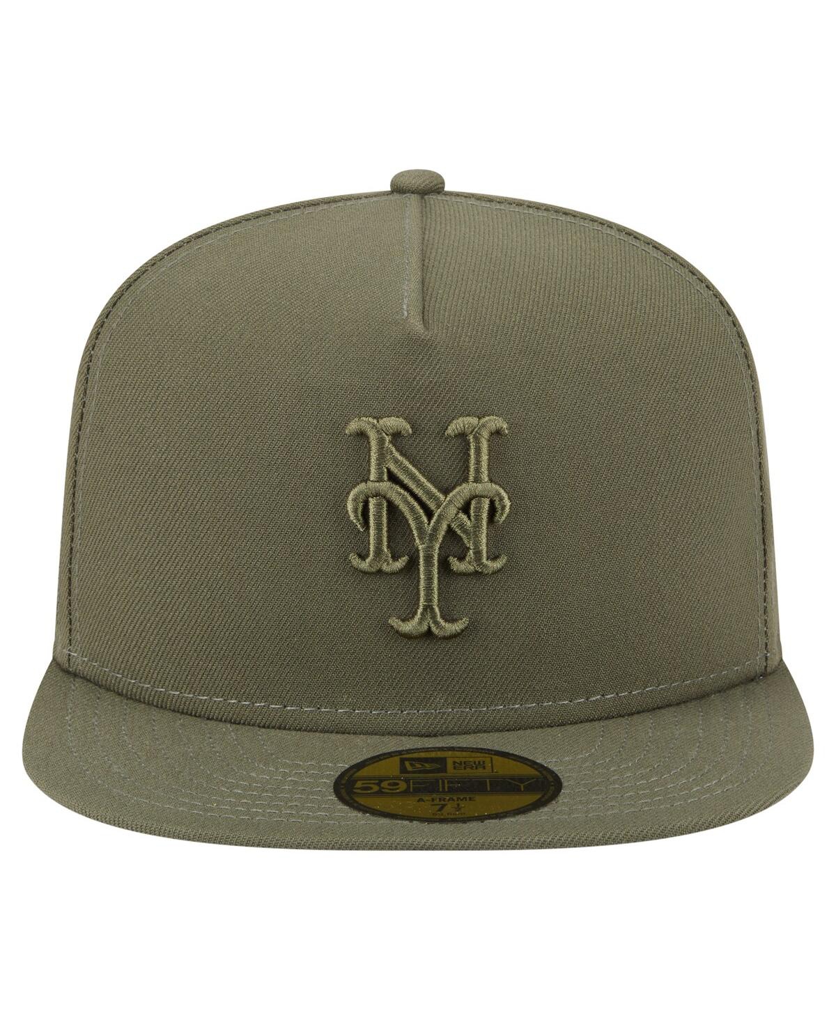 New Era Men's Olive New York Mets Color Pack A-frame 59fifty Fitted Hat In Green