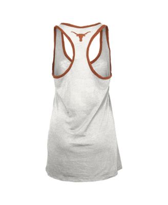 Women's White/Burnt Orange Texas Longhorns Tracy Racerback Burnout Tank Top