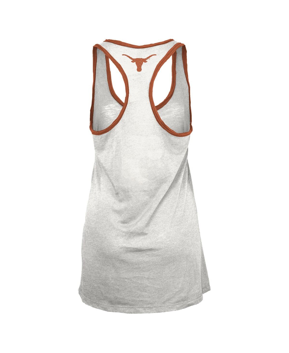 Pressbox Women's White/burnt Orange Texas Longhorns Tracy Racerback Burnout Tank Top In Yellow