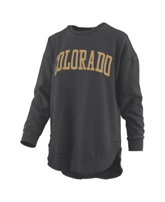 Women's Black Colorado Buffaloes M&eacute;lange Poncho Vintage Fleece Long Sleeve Pullover Sweatshirt