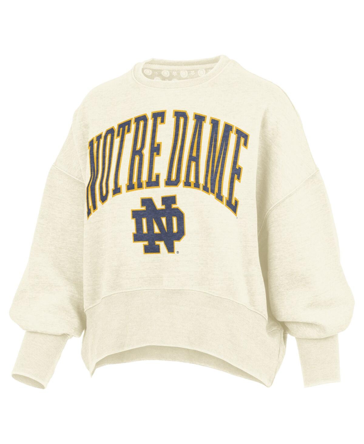 Pressbox Women's Natural Notre Dame Fighting Irish Oversized Waist-length Crewneck Sweatshirt In Brown