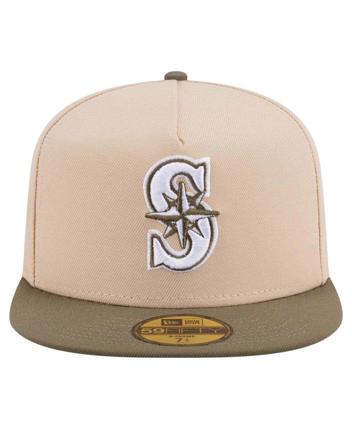 New Era Men's Light Beige/olive Seattle Mariners Two-tone Color Pack A-frame 59fifty Fitted Hat In Multi