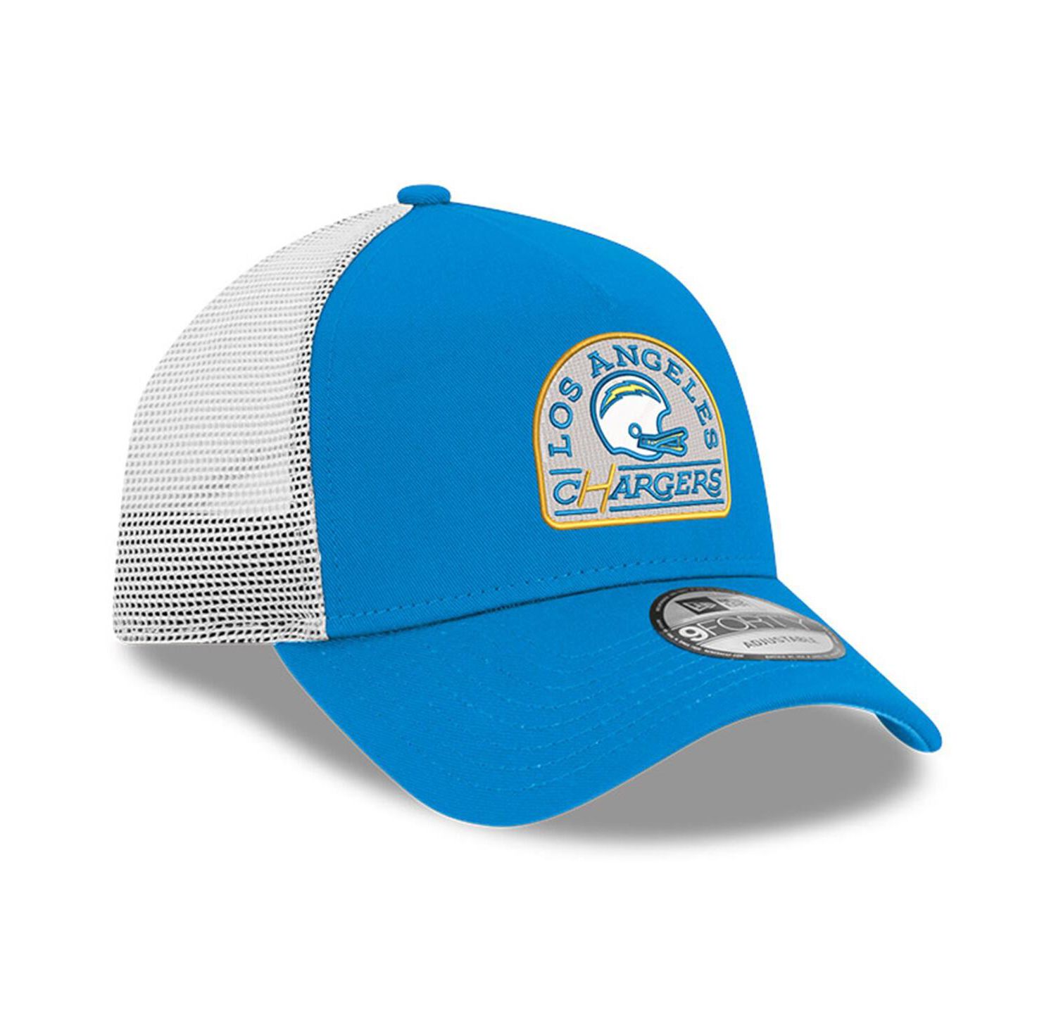 Men's Powder Blue Los Angeles Chargers Charger Power A-Frame 9FORTY Trucker Adjustable Hat