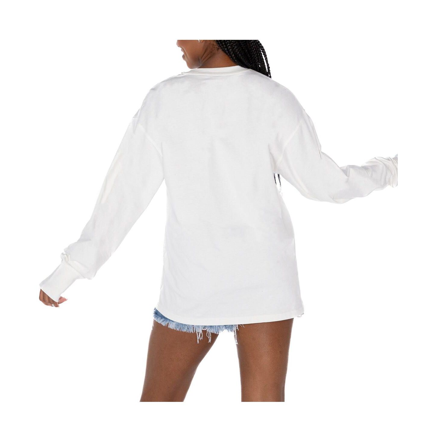 Женская футболка Gameday Couture White Green Bay Packers Time Out Oversized Long Sleeve — фото 2