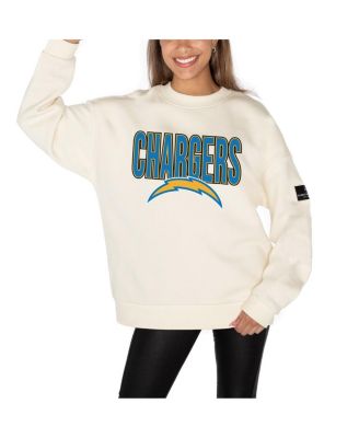 Gameday Couture - Women's Cream Los Angeles Chargers Premium Fleece Oversized Drop Shoulder Pullover Sweatshirt