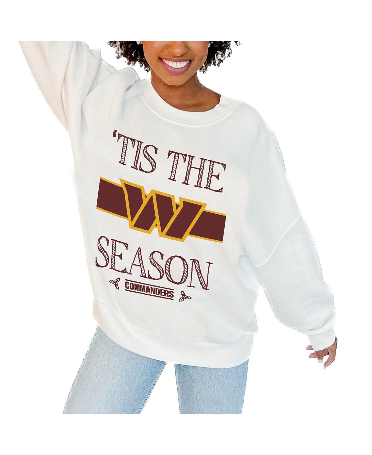 Gameday Couture Women's White Washington Commanders Oversized Take A Holiday Pullover Sweatshirt In White