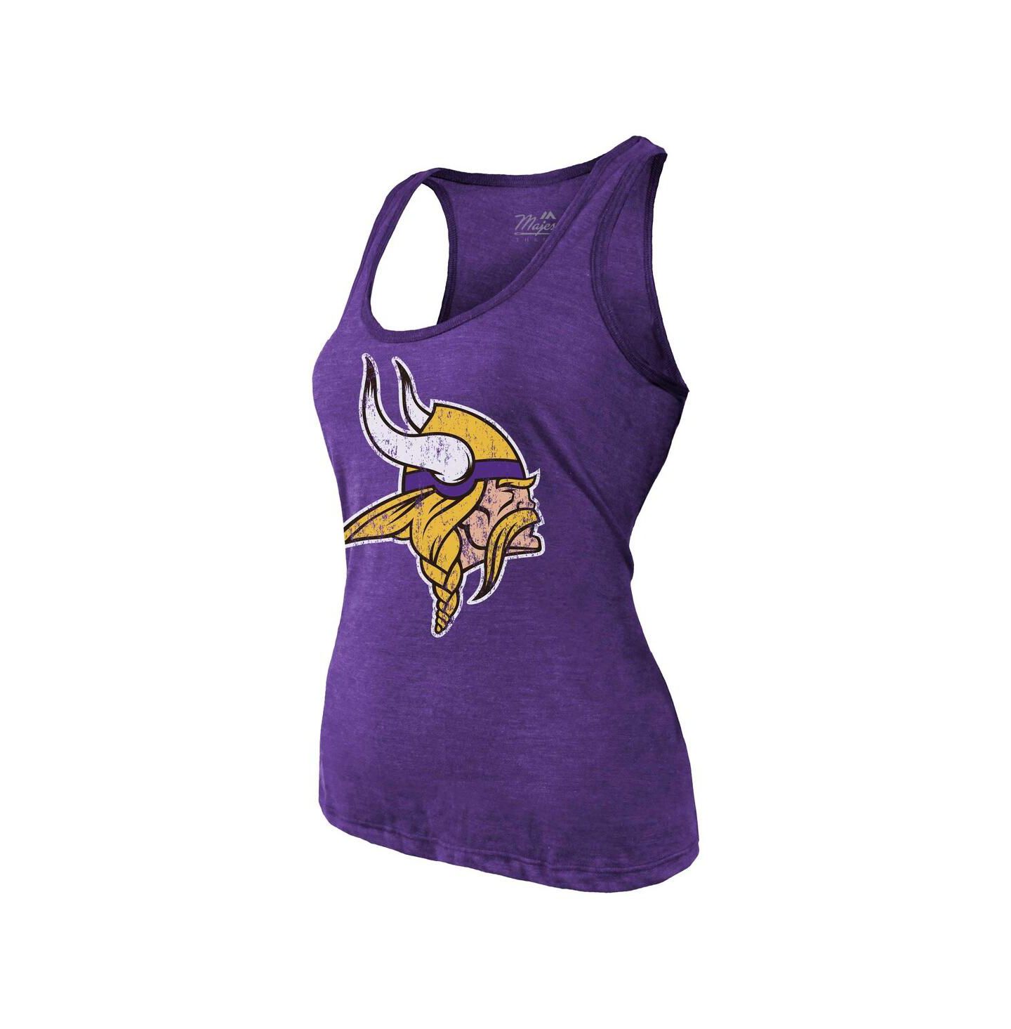Женский топ Majestic Threads J.J. McCarthy Purple Minnesota Vikings Name & Number Tri-Blend Scoop Neck — фото 2