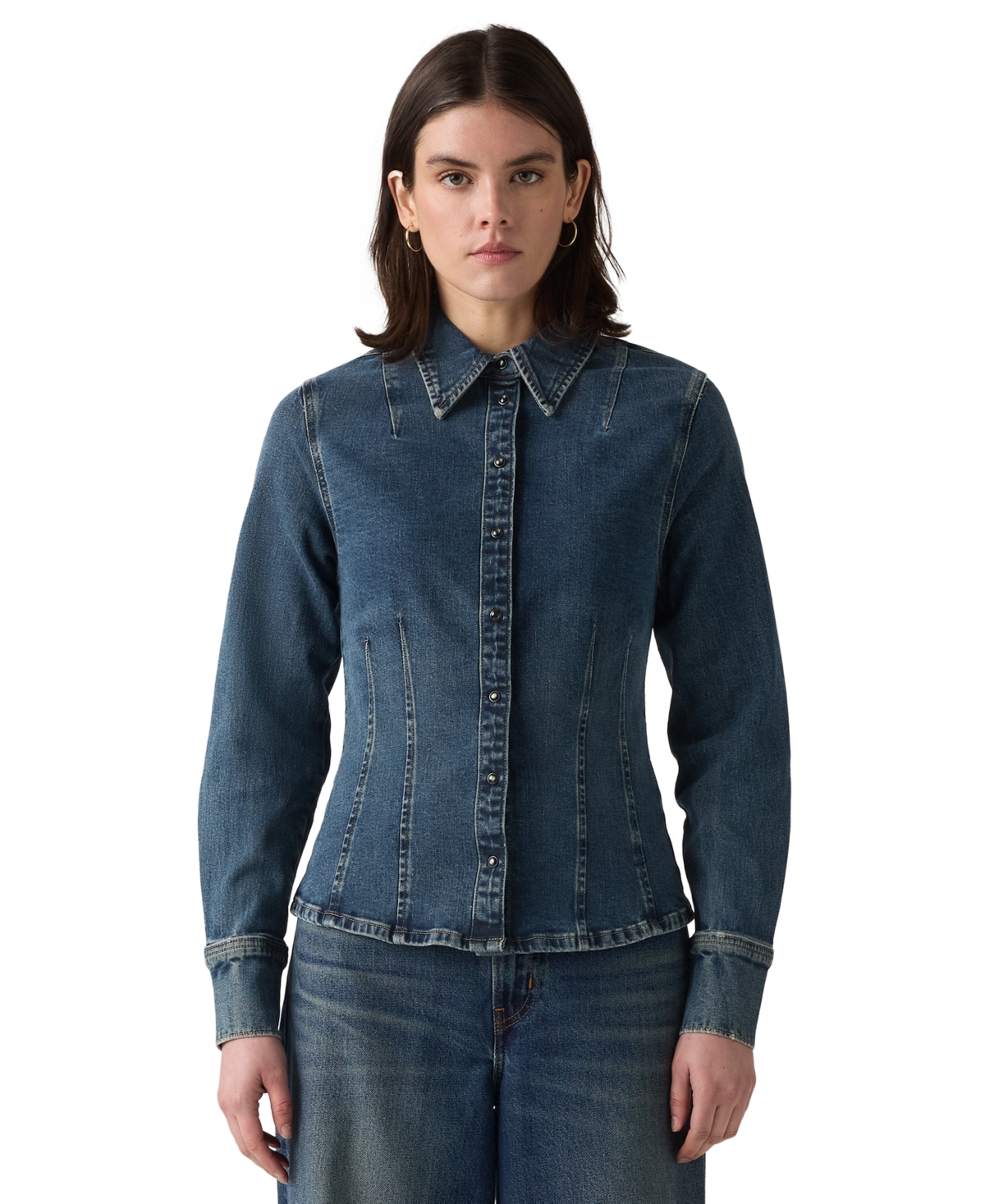 Levi's Women's Long Sleeve Shaped Shirt In Blue