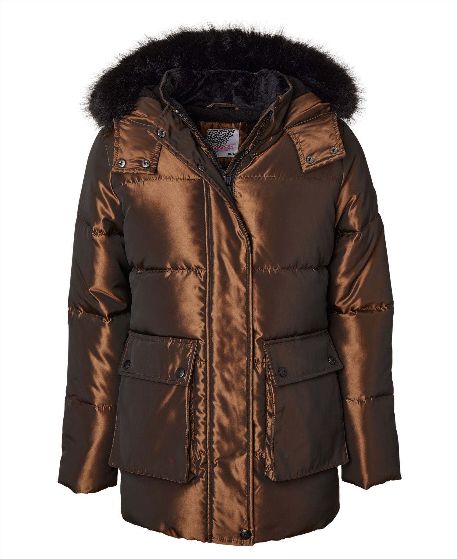 Big Girls' Iridescent Hooded Puffer Jacket