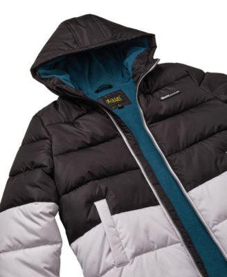 Toddler and Little Boys' Color Blocked Ripstop Puffer Jacket with Beanie