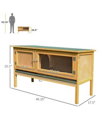 Wooden Rabbit Hutch Bunny Cage with Openable Waterproof Roof