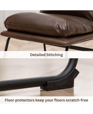 5-Pc. MDF & Rubber Wood Trestle Table Faux Leather Upholstered Round Dining Room Set