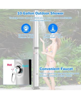 Solar Heated Outdoor Shower with Foot Rinse and 10 Gallon Tank