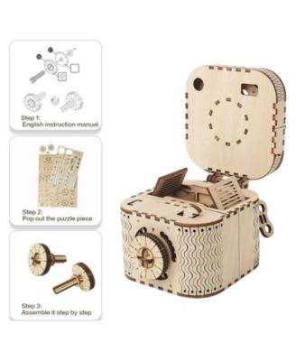 Puzzle Box 3D Wooden Puzzle Model Kits, Beige, 4.9"4"3.4
