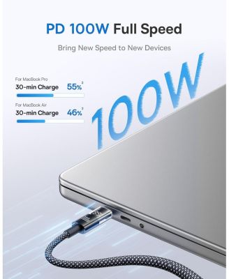 USB C Cable, 100W 5A Fast Charging USB C Charger Cable with LED Display,6.6ft Braided USB C to USB C Cable