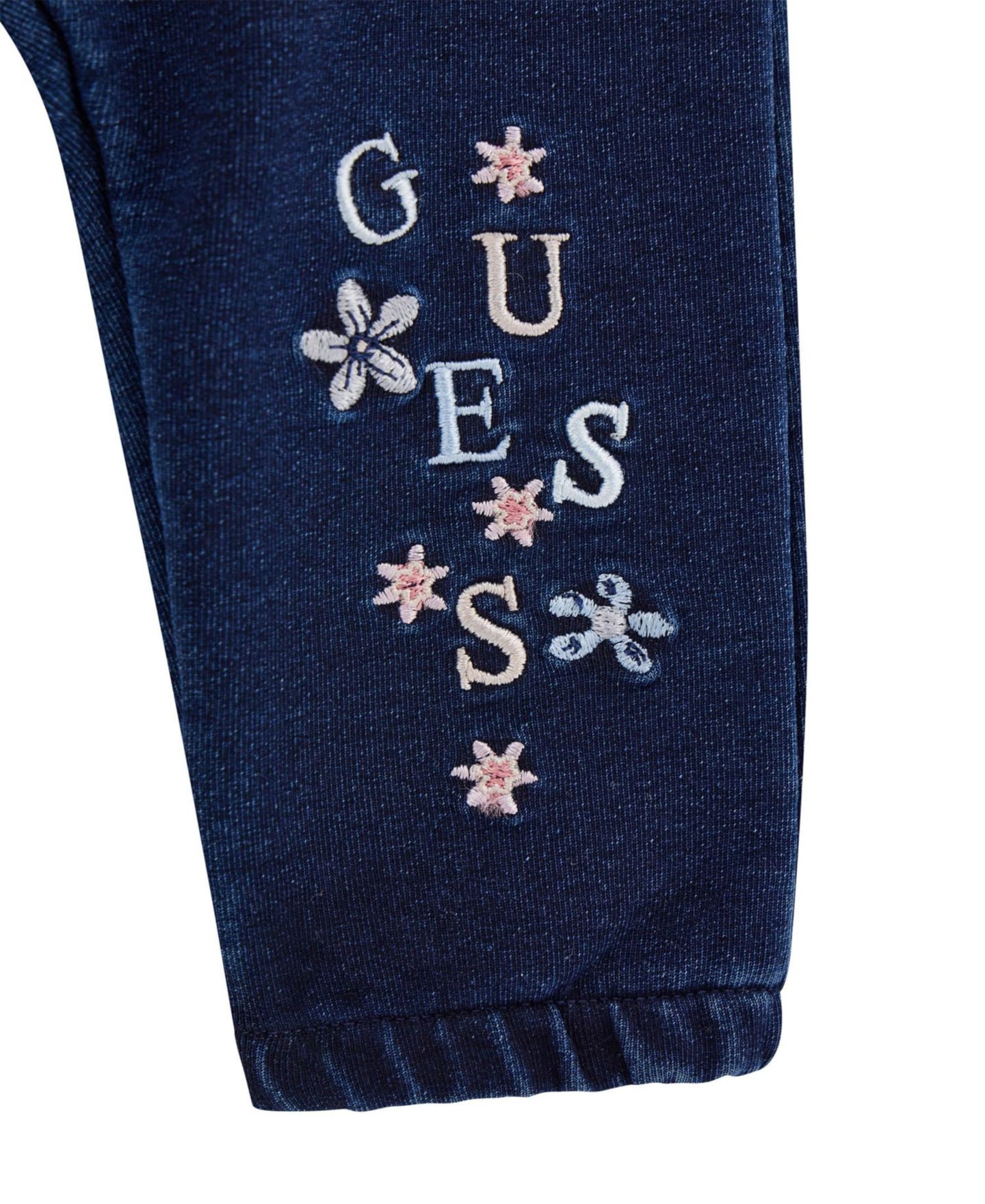 Комплект GUESS Long Sleeve T-Shirt and Knit Denim Pants, 2-Piece Set для девочек-малышей, цвет: Синий — фото 4